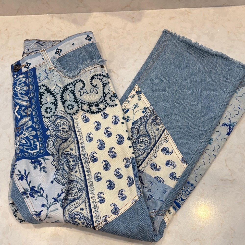 Etro high waisted patchwork jeans